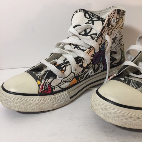 Kids Converse High Top Sneakers Size 1.5 Retired Graffiti Design Pre-Owned VGC - Picture 2 of 12